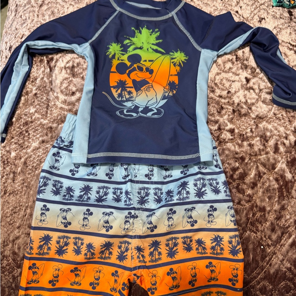 Disney Blue and Orange Rashguard Swim Set